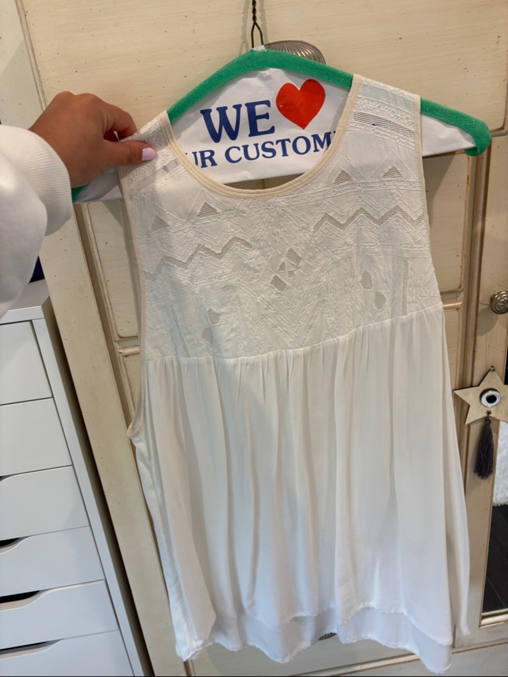 Wilfred Cream Lace Tank with Sheer Overlay